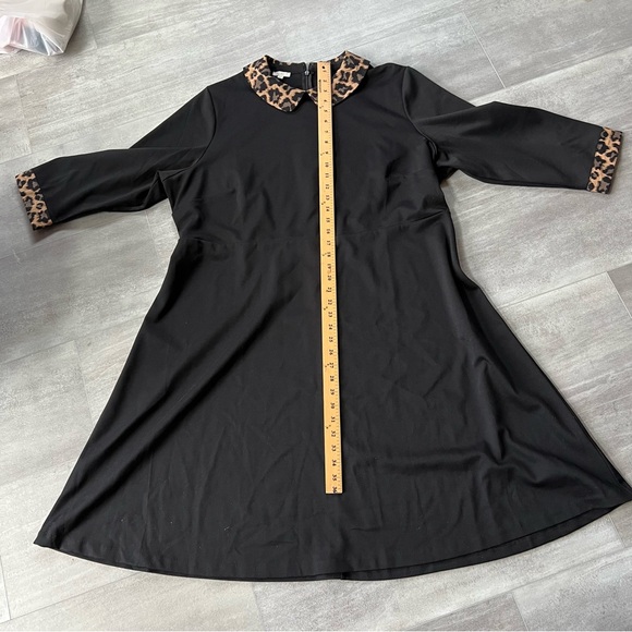 Talbots size 20 black dress with animal print trim - Picture 2 of 15